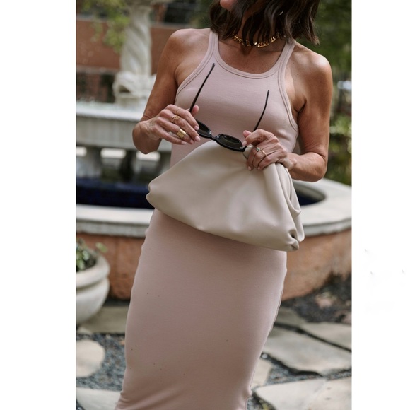 NWOT LNA Skinny Racer Midi Tank Dress in Colour Nude size L - Picture 3 of 15